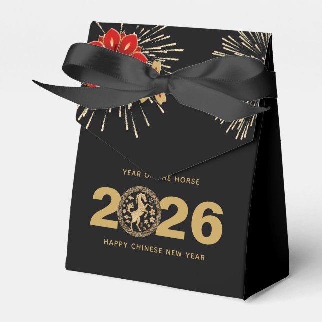Black Gold Chinese New Year of the Horse Favour Box (Front Side)