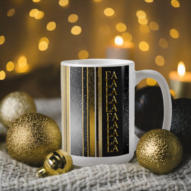 Black Gold Christmas Fa La La Pattern#27 ID1009 Coffee Mug (Creator Uploaded)