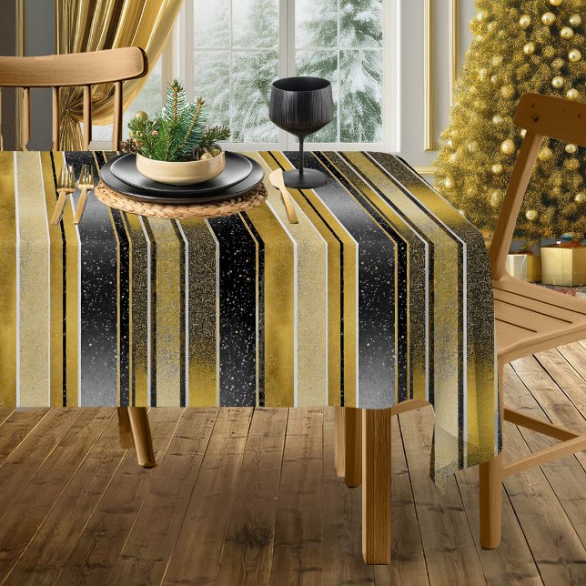 Black Gold Christmas Fa La La Pattern#27 ID1009 Tablecloth (Creator Uploaded)
