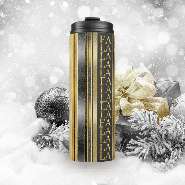 Black Gold Christmas Fa La La Pattern#27 ID1009 Thermal Tumbler (Creator Uploaded)
