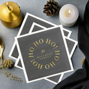 Black Gold Christmas Ho Ho Ho ID1009 Napkin