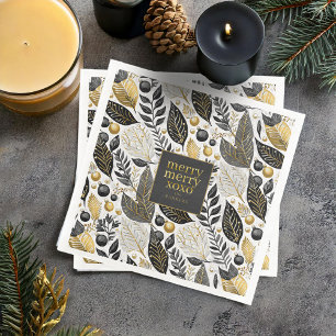 Black Gold Christmas Merry Pattern#21 ID1009 Napkin