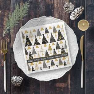 Black Gold Christmas Merry Pattern#25 ID1009 Napkin