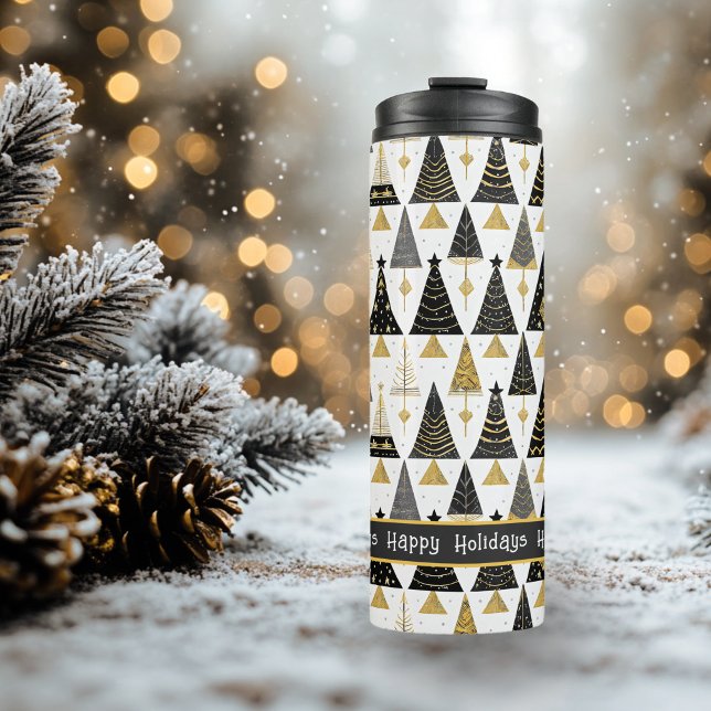 Black Gold Christmas Merry Pattern#25 ID1009 Thermal Tumbler (Creator Uploaded)