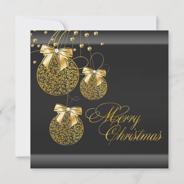 Black Gold Christmas Party Invitation (Front)