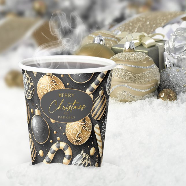 Black Gold Christmas Pattern#12 ID1009 Paper Cups (Creator Uploaded)