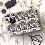 Black Gold Christmas Pattern#14 ID1009 Wrapping Paper<br><div class="desc">If you are wondering what colour combinations to pick for your Christmas decor and gift wrap supplies this year, I've created collections of coordinating patterns to make life just a bit easier. This whimsical design, of reindeer on snowy rolling hills, is shown here in a striking black and gold colour...</div>