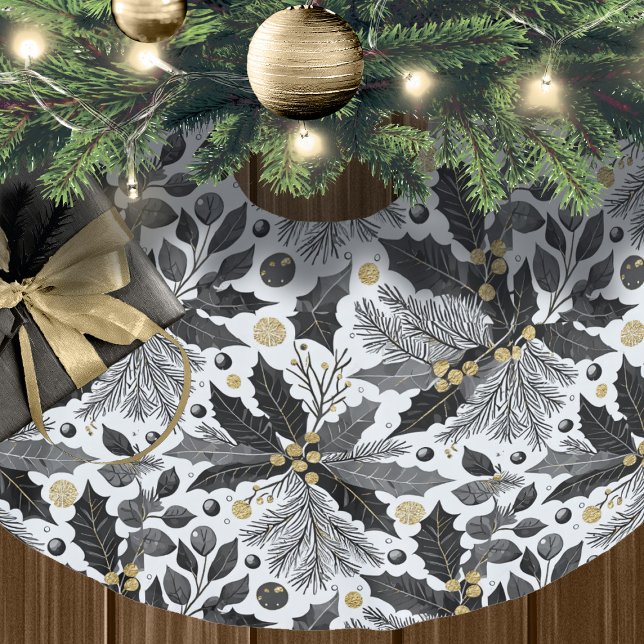 Black Gold Christmas Pattern#17 ID1009 Brushed Polyester Tree Skirt (Creator Uploaded)