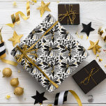 Black Gold Christmas Pattern#17 ID1009 Wrapping Paper<br><div class="desc">If you are wondering what colour combinations to pick for your Christmas decor and gift wrap supplies this year, I've created collections of coordinating patterns to make life just a bit easier. This eye-catching watercolor design features arrangements of holly and berries with fir tree branches in a striking black, white...</div>