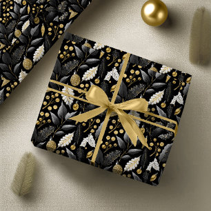 Black Gold Christmas Pattern#18 ID1009 Wrapping Paper