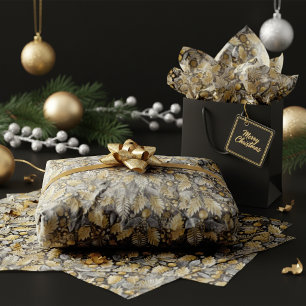 Black Gold Christmas Pattern#22 ID1009 Tissue Paper