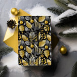 Black Gold Christmas Pattern#22 ID1009 Wrapping Paper<br><div class="desc">If you are wondering what colour combinations to pick for your Christmas decor and gift wrap supplies this year, I've created collections of coordinating patterns to make life just a bit easier. This eye-catching watercolor design features foliage arrangements with berries and Christmas ornaments in deep black and gold with white...</div>