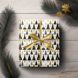 Black Gold Christmas Pattern#25 ID1009 Wrapping Paper<br><div class="desc">If you are wondering what colour combinations to pick for your Christmas decor and gift wrap supplies this year, I've created collections of coordinating patterns to make life just a bit easier. This modern graphic design of tiny Christmas trees in a geometric-style pattern is shown here in a striking black...</div>