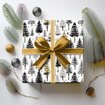 Black Gold Christmas Pattern#26 ID1009 Wrapping Paper<br><div class="desc">If you are wondering what colour combinations to pick for your Christmas decor and gift wrap supplies this year, I've created collections of coordinating patterns to make life just a bit easier. This modern watercolor design of fir trees in a striking black and gold colour palette has a wonderful rustic...</div>