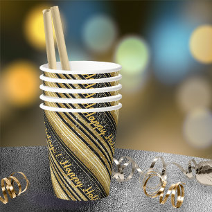 Black Gold Christmas Pattern#28 ID1009 Paper Cups
