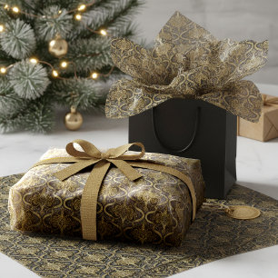 Black Gold Christmas Pattern#30 ID1009 Tissue Paper