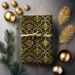Black Gold Christmas Pattern#30 ID1009 Wrapping Paper<br><div class="desc">If you are wondering what colour combinations to pick for your Christmas decor and gift wrap supplies this year, I've created collections of coordinating patterns to make life just a bit easier. This elegant geometrical design, in an ornate Baroque style, is shown here in a striking black and gold colour...</div>