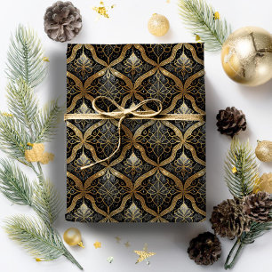 Black Gold Christmas Pattern#31 ID1009 Wrapping Paper