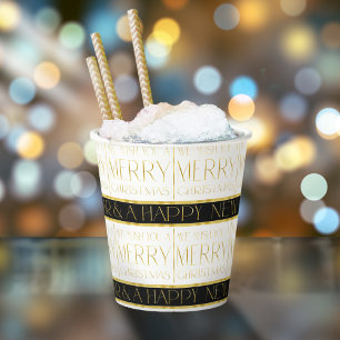 Black Gold Christmas Pattern#35 ID1009 Paper Cups
