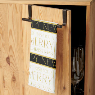 Black Gold Christmas Pattern#35 ID1009 Tea Towel
