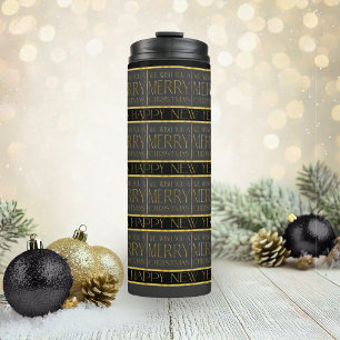 Black Gold Christmas Pattern#35b ID1009 Thermal Tumbler