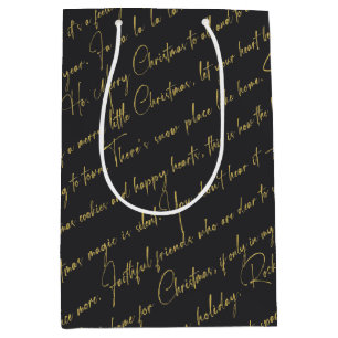 Black Gold Christmas Pattern#36 ID1009 Medium Gift Bag