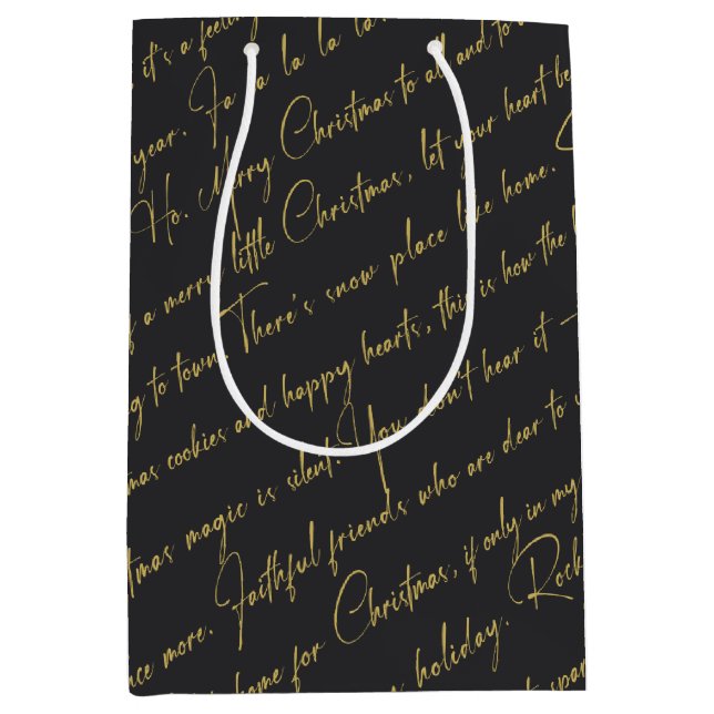 Black Gold Christmas Pattern#36 ID1009 Medium Gift Bag (Front)