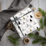 Black Gold Christmas Pattern#5 ID1009 Wrapping Paper<br><div class="desc">If you are wondering what colour combinations to pick for your Christmas decor and gift wrap supplies this year, I've created collections of coordinating patterns to make life just a bit easier. This eye-catching sketched design of abstract fir trees in a minimalist pattern is shown here in gold and black...</div>