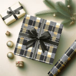 Black Gold Christmas Pattern#7 ID1009 Wrapping Paper<br><div class="desc">If you are wondering what colour combinations to pick for your Christmas decor and gift wrap supplies this year, I've created collections of coordinating patterns to make life just a bit easier. This modern, cosy-looking plaid design, perfect for him, is shown here in a black and gold colour palette. Search...</div>