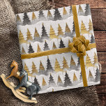 Black Gold Christmas Pattern#9 ID1009 Wrapping Paper<br><div class="desc">If you are wondering what colour combinations to pick for your Christmas decor and gift wrap supplies this year, I've created collections of coordinating patterns to make life just a bit easier. This modern sketch and watercolor design of stylised fir trees in neat rows covered in snow is shown here...</div>