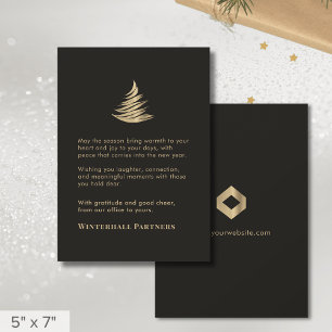 Black Gold Christmas Tree Business Logo Holiday Card