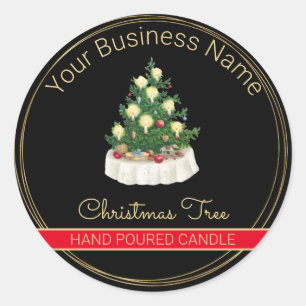 Black & Gold Christmas Tree Candle Product Label