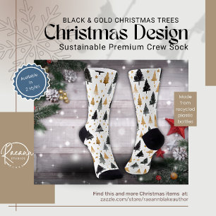 Black & Gold Christmas Trees  Crew Socks