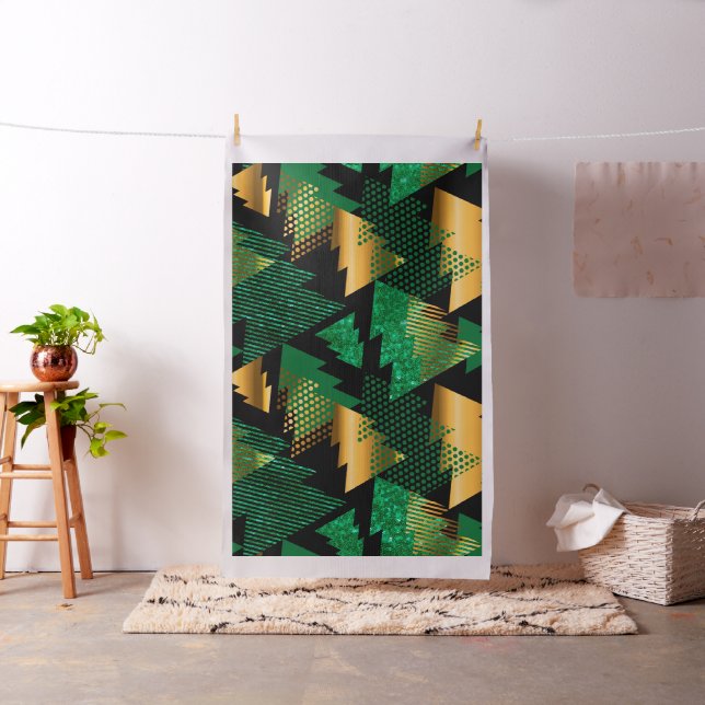 black gold christmas trees fabric (In Situ)