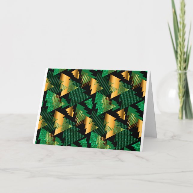 black gold christmas trees holiday card (Front)
