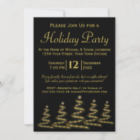 Black & Gold Christmas Trees Holiday Party