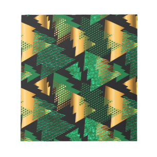 black gold christmas trees notepad
