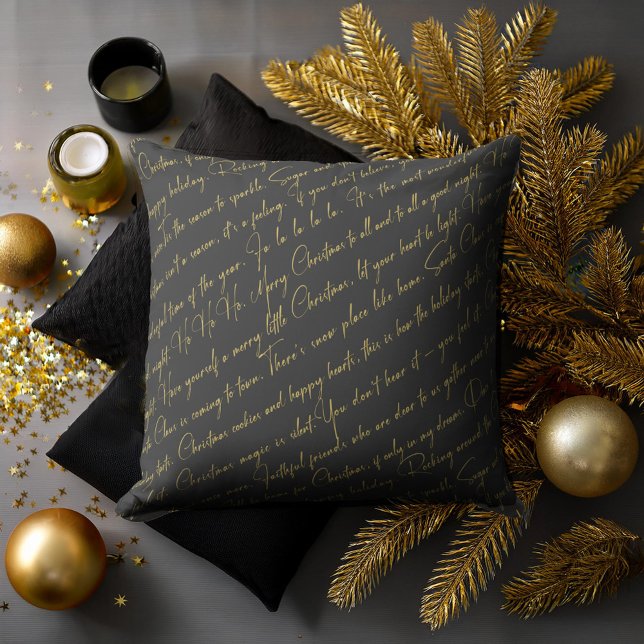 Black Gold Christmas Typography Pattern#36 ID1009 Cushion (Creator Uploaded)