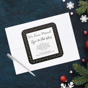 Black & Gold Christmas We’ve Moved christmas Square Sticker
