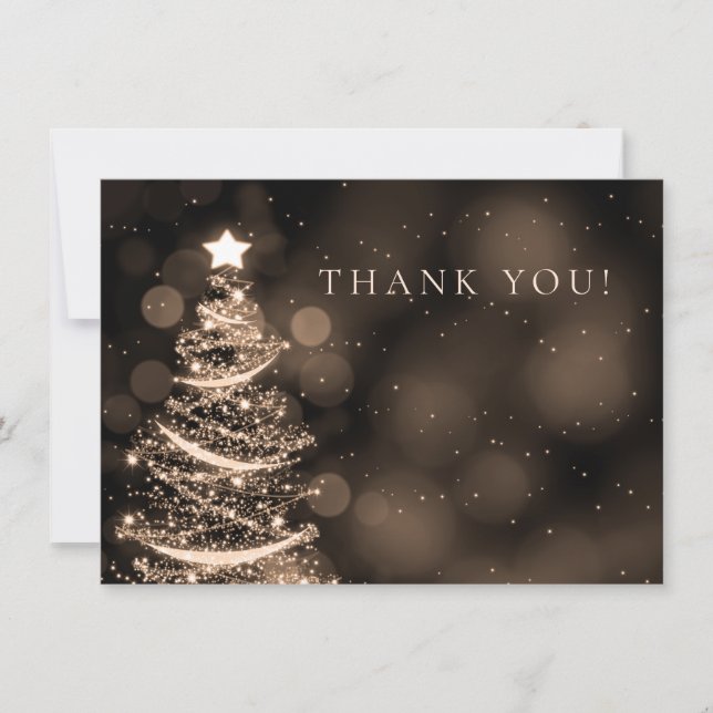 Black & Gold Christmas Wedding Thank You Note Card (Front)