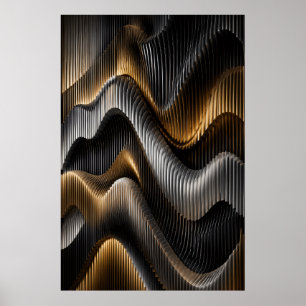 Black Gold Chrome 3D Parametric Poster