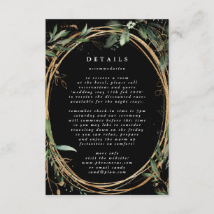 Black Gold Circle Frame Boho Botanical Eucalyptus Enclosure Card