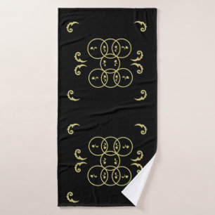 Black Gold Circles Bath Towel
