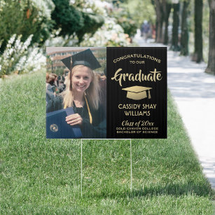 Black Gold Class of 2019 Graduate Photo Graduation Garden Sign