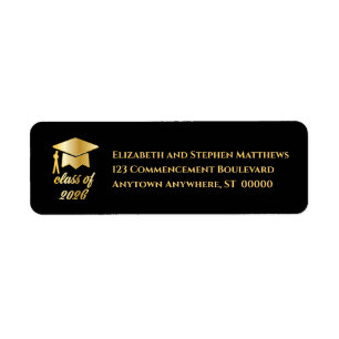 Black   Gold Class of 2026 Graduation Cap Label