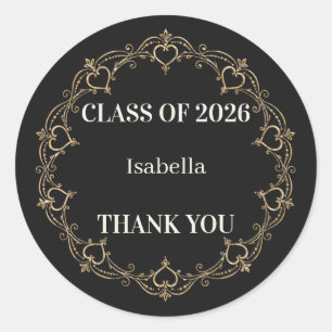 Black Gold Class of 2026 Graduation Favour Sticker