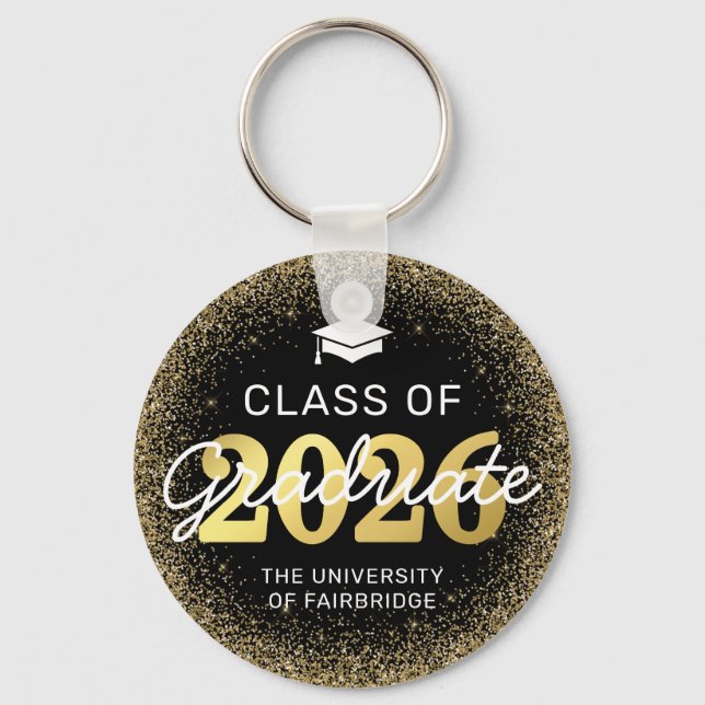 Black Gold Class of 2026 Graduation Key Ring (Front)