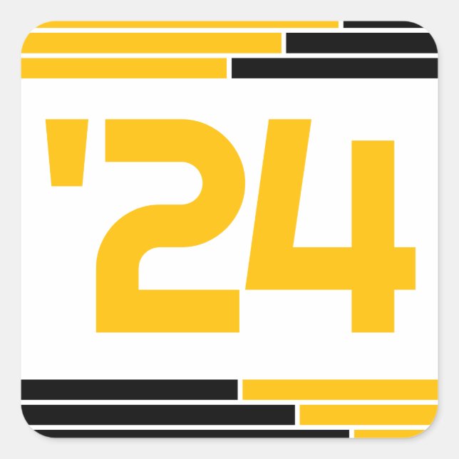 Black & Gold Class of '24 Graduation Square Sticker (Front)