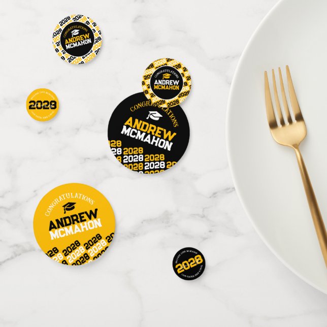 Black & Gold Class of ANY YEAR Personalised Party Confetti (Group)