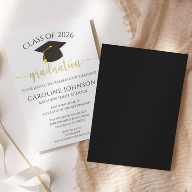 Black & Gold Class Of Graduation Party Invitation (Creator Uploaded)